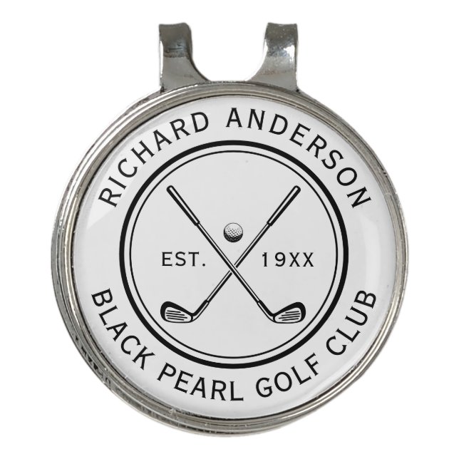 Elegant Personalized Golf Club Name Golf Hat Clip (Front)