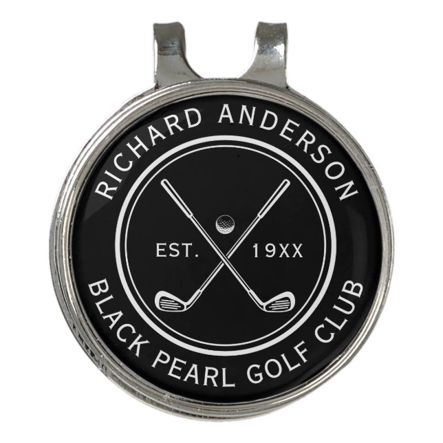 Elegant Personalized Golf Club Name Golf Hat Clip (Front)