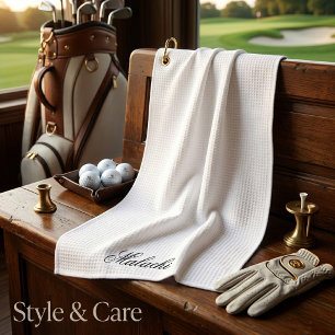 Elegant Personalized Golf Towel with Custom Name