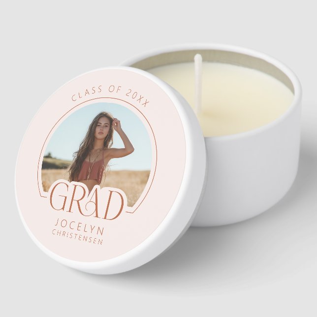 Elegant Personalized Grad Photo Graduation Party Mini Candle Favors (Corner)
