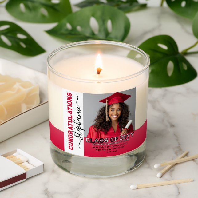 Elegant Personalized Graduation Photo Gift Scented Candle (Lit)