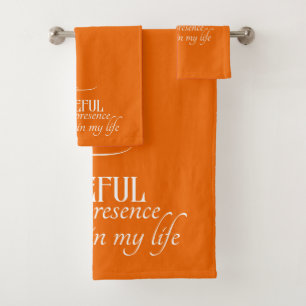 Elegant Personalized Grateful Autumn Thanksgiving Bath Towel Set