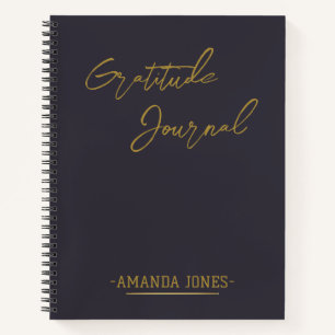 Elegant Personalized Gratitude Journal Grey Gold