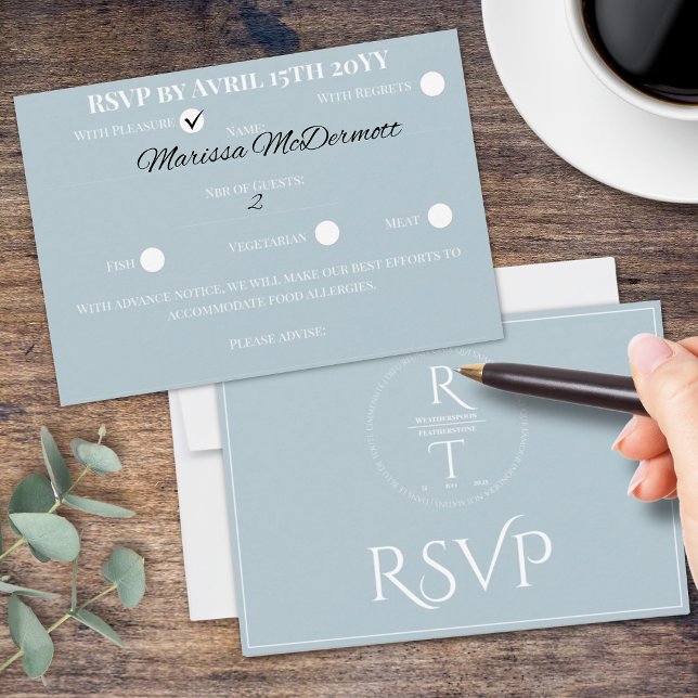 Elegant Personalized Gray White Wedding RSVP Card (Creator Uploaded)