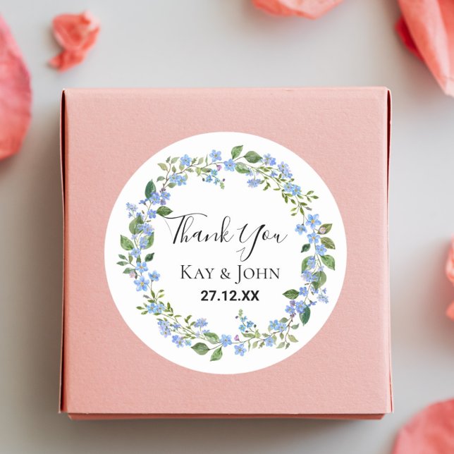 Elegant Personalized Greenary Thank You Wedding Classic Round Sticker (Creator Uploaded)