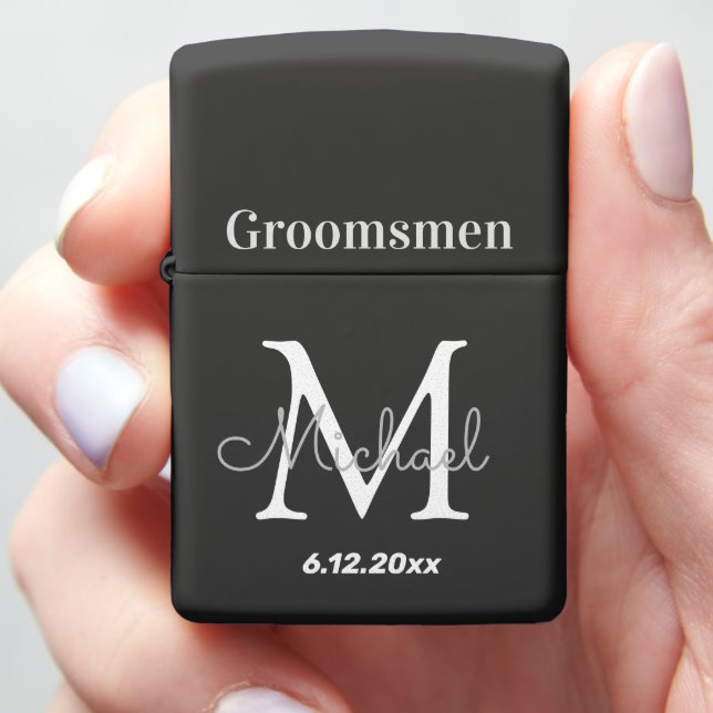 elegant personalized groomsman wedding zippo lighter (In Hand)