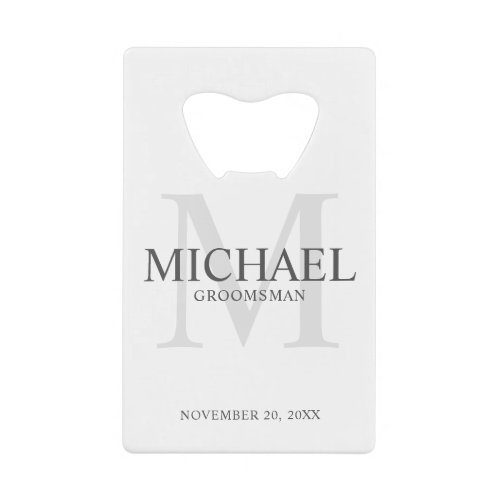 Elegant Personalized Groomsmen Credit Card Bottle Opener