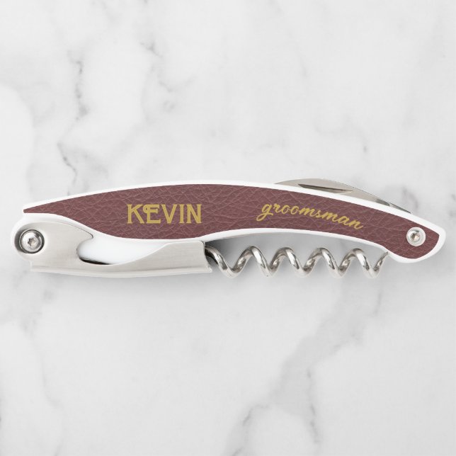 Elegant Personalized Groomsmen Gift Waiter's Corkscrew (Front)