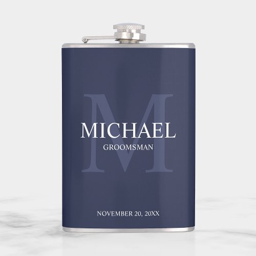 Elegant Personalized Groomsmen Monogram and Name Flask