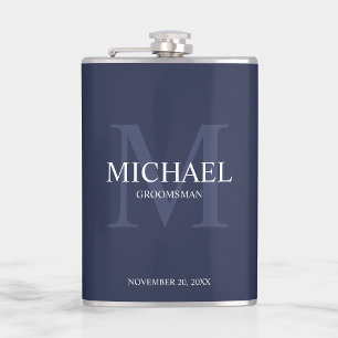 Elegant Personalized Groomsmen Monogram and Name Flask