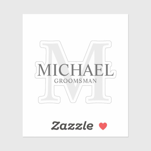 Elegant Personalized Groomsmen's Name and Monogram Sticker (Sheet)