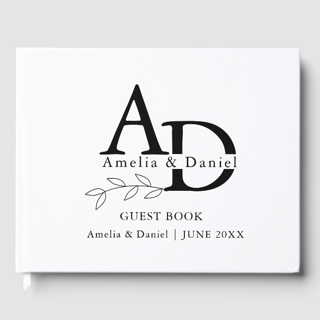 Elegant Personalized Guestbook with Black Calligra (Front)