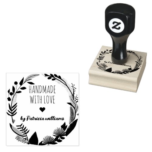 Elegant Personalized Handmade By Name Rubber Stamp