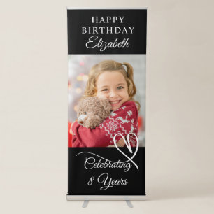 Elegant Personalized Happy Birthday Photo Age Retractable Banner