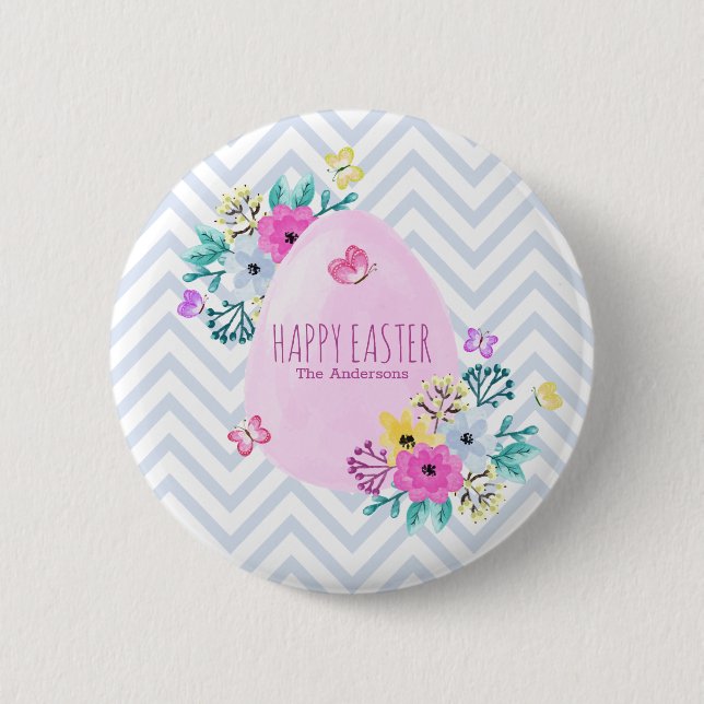 Elegant Personalized Happy Easter | Pin Button (Front)