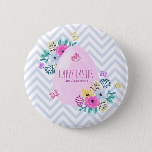 Elegant Personalized Happy Easter  Pin Button