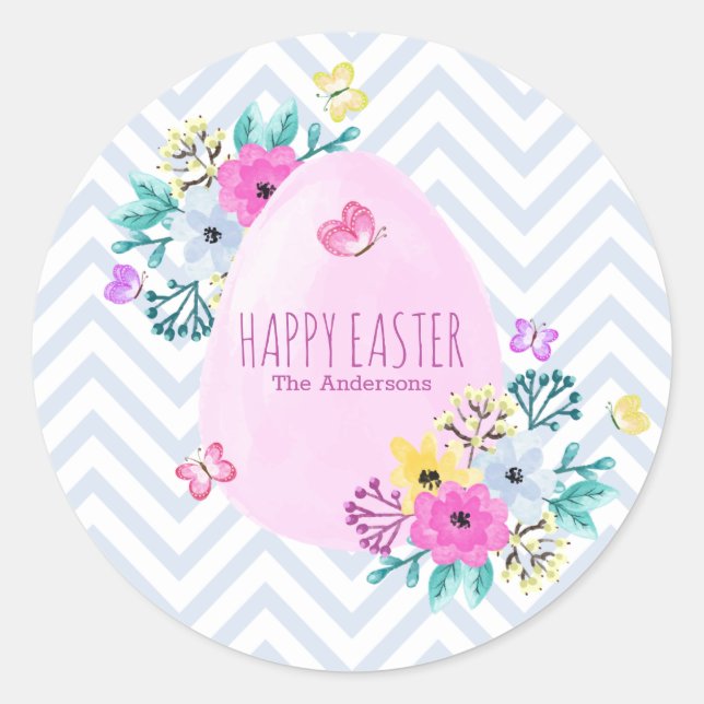 Elegant Personalized Happy Easter | Sticker Seal (Front)