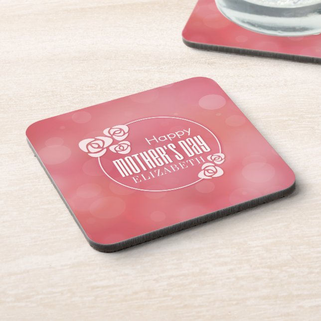 Elegant Personalized Happy Mother's Day | Coaster (Left Side)
