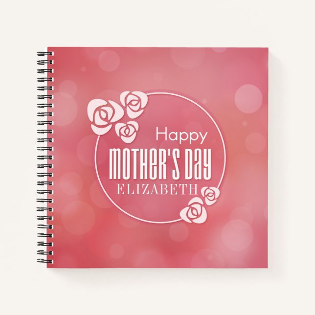 Elegant Personalized Happy Mother's Day Guestbook Notebook (Front)