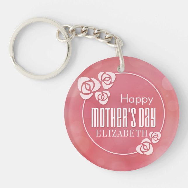 Elegant Personalized Happy Mother's Day Keychain (Front)