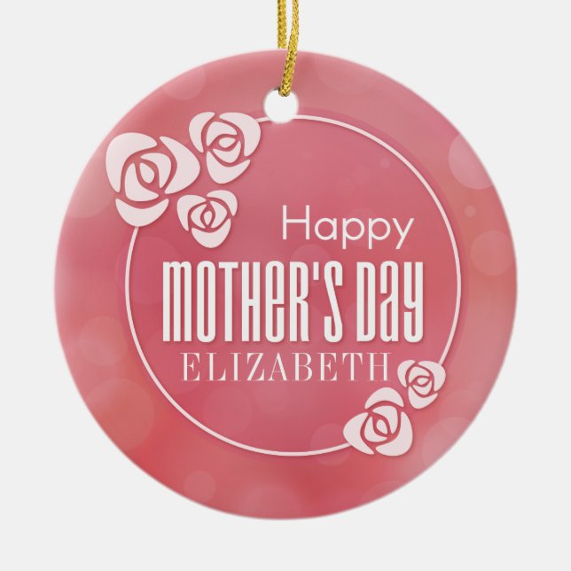 Elegant Personalized Happy Mother's Day | Ornament (Front)