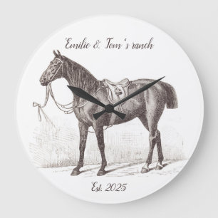 Elegant personalized horse equestrian  large clock