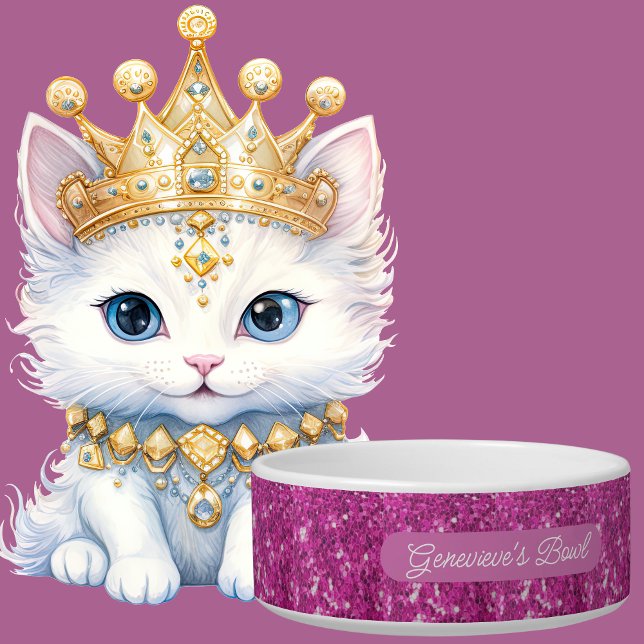 Elegant Personalized Hot Pink Glitter Faux Sequin  Bowl (Creator Uploaded)