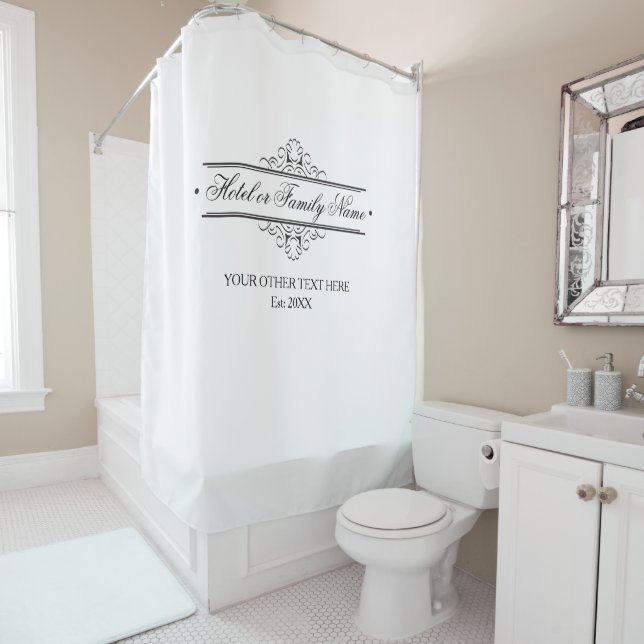 Elegant Personalized Hotel Or Family Name Shower Curtain (In Situ)
