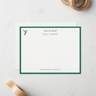 Elegant personalized hummingbird note card