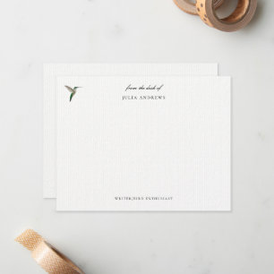 Elegant personalized hummingbird note card