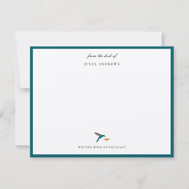 Elegant personalized hummingbird note card (Front)