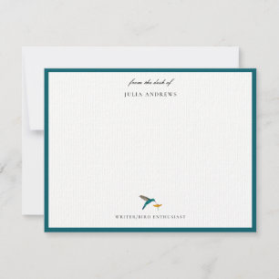 Elegant personalized hummingbird note card