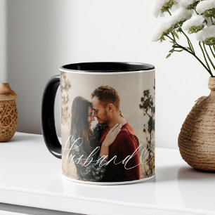 Elegant Personalized Husband Photo Anniversary Mug