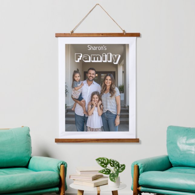 Elegant Personalized Image & Text Stylish Hanging Tapestry (Living Room)