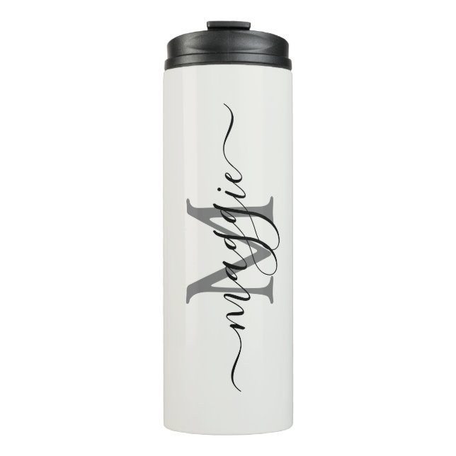Elegant Personalized Initial & Name Travel Mug (Front)