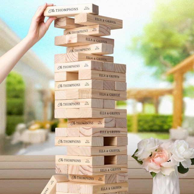 Elegant Personalized Last Name Wedding Monogram Topple Tower (Creator Uploaded)