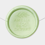 Elegant Personalized Laurel Leaf Wedding Monogram Wax Seal Sticker<br><div class="desc">Stylish botanical wedding wax seal stickers feature a custom monogram with modern "and" calligraphy script and a simple laurel leaves branch accenting the top of the design. Personalize the custom text with the bride and groom names in classic and elegant serif text.</div>