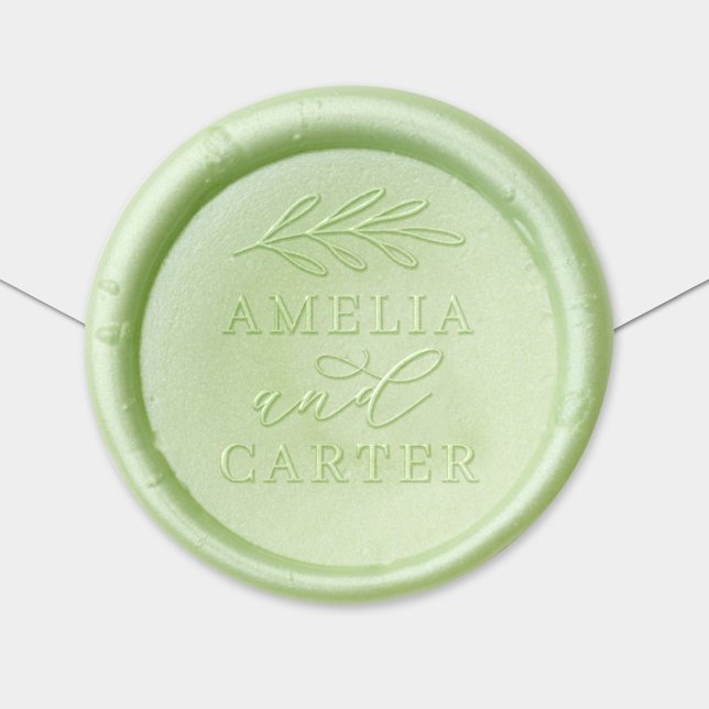 Elegant Personalized Laurel Leaf Wedding Monogram Wax Seal Sticker (Creator Uploaded)