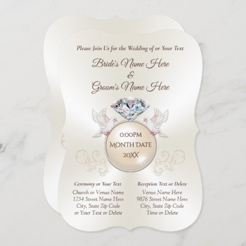 Elegant Personalized Love Bird Wedding Invitations