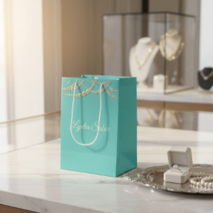 Elegant Personalized Luxury Gift Bag with Pearls