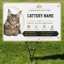 Elegant Personalized Maine Coon Cattery Yard Sign