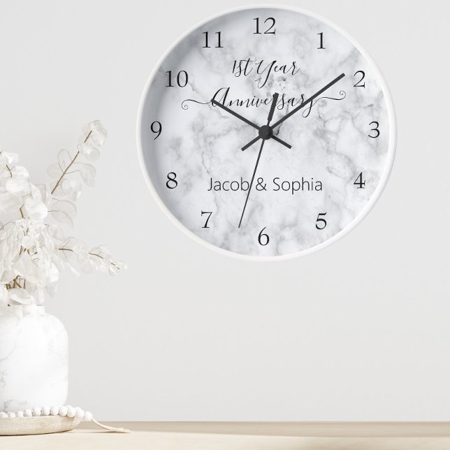 Elegant Personalized Marble Anniversary Wedding Clock (Creator Uploaded)