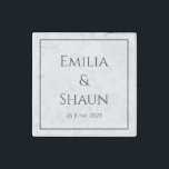 Elegant Personalized Marble Magnet Wedding Favor<br><div class="desc">This Elegant Personalized Marble Magnet Wedding Favor is a thoughtful wedding favor for your guests or for the parents of the bride, bridesmaids or groomsmen. It also works as an anniversary gift or gift for the newlyweds. Featuring a classy, sophisticated and timeless design that can be personalized to suit your...</div>