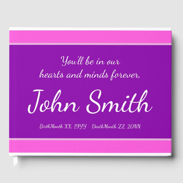 Elegant, Personalized Memorial Guestbook (Front)
