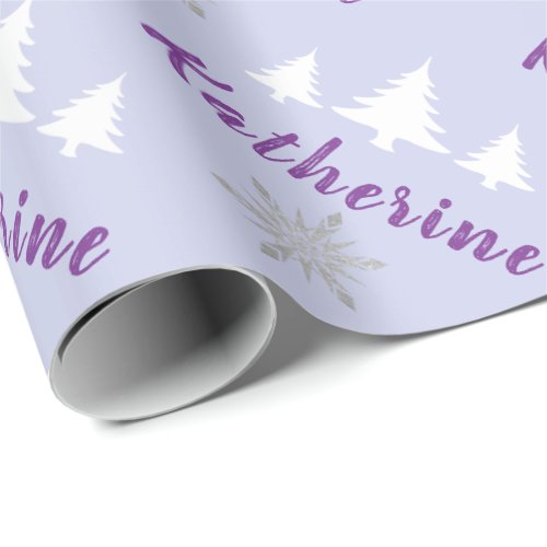Elegant Personalized Merry Christmas Snowflakes Wr Wrapping Paper