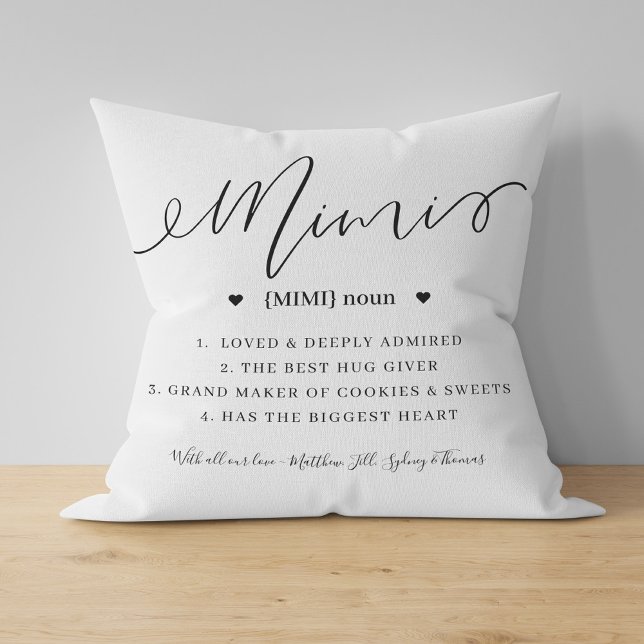Elegant Personalized Mimi Definition Keepsake Throw Pillow (Creator Uploaded)