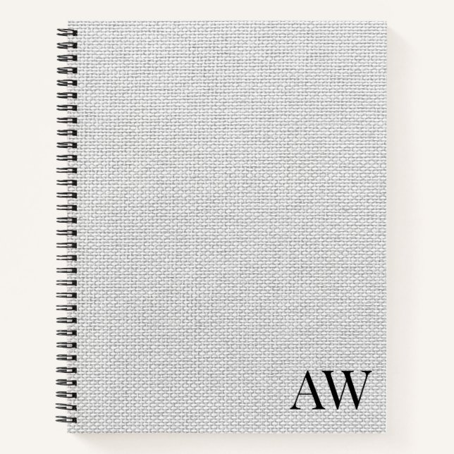Elegant Personalized Minimalist Linen Name Intials Notebook (Front)
