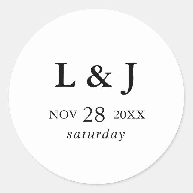 Elegant Personalized Modern Calligraphy Wedding Classic Round Sticker (Front)