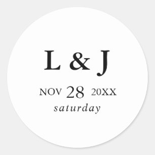 Elegant Personalized Modern Calligraphy Wedding Classic Round Sticker