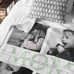 Elegant Personalized Mom Photo Collage Fleece Blanket